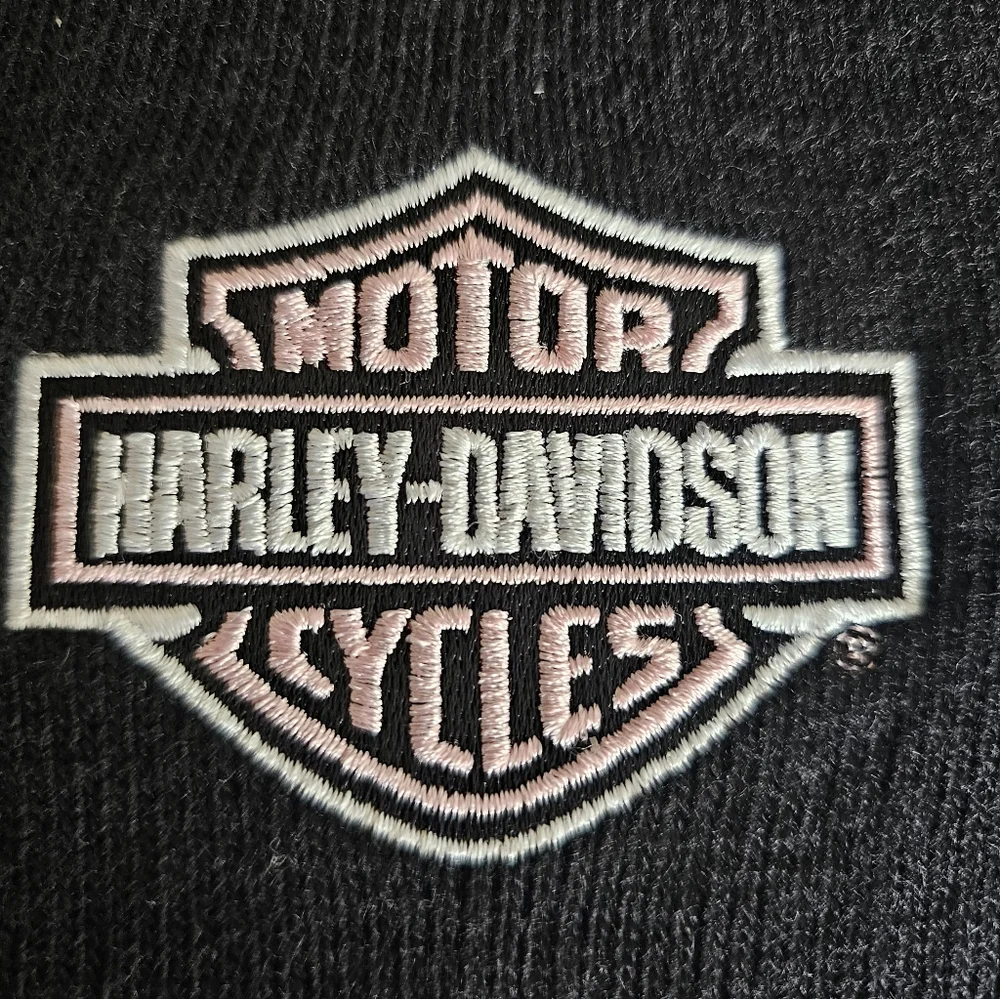 Harley-Davidson Made In The USA Embroidered White Pink Logo‎ Rock Grunge Scarf
